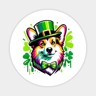 Pembroke Welsh Corgi Celebrates Saint Patrick's Day Magnet